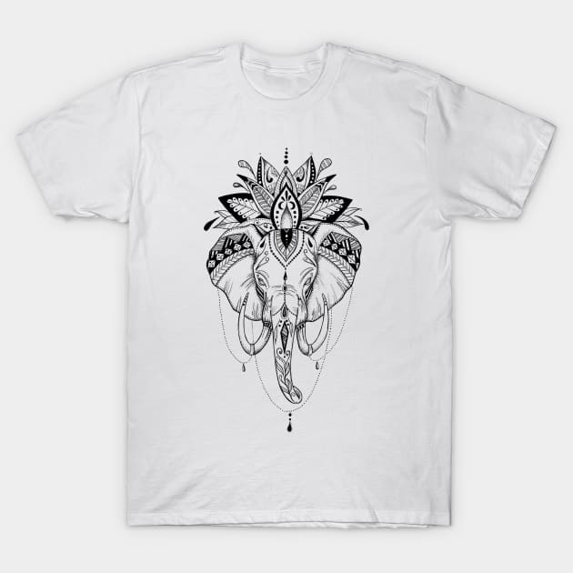 Zentangle Elephant T-Shirt by Prettielilpixie